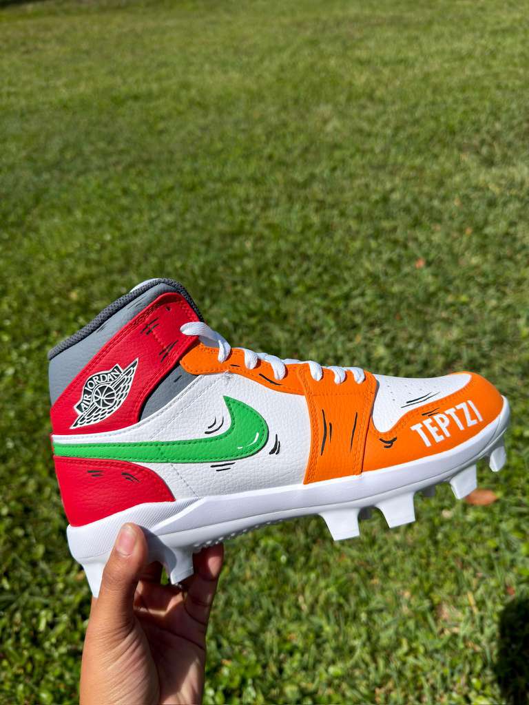 Zapatillas de béisbol personalizadas en azul y blanco
